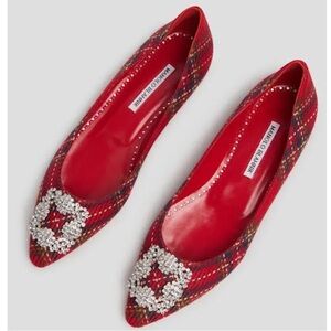 Manolo Blahnik Hangrisi flat wool ballerinas